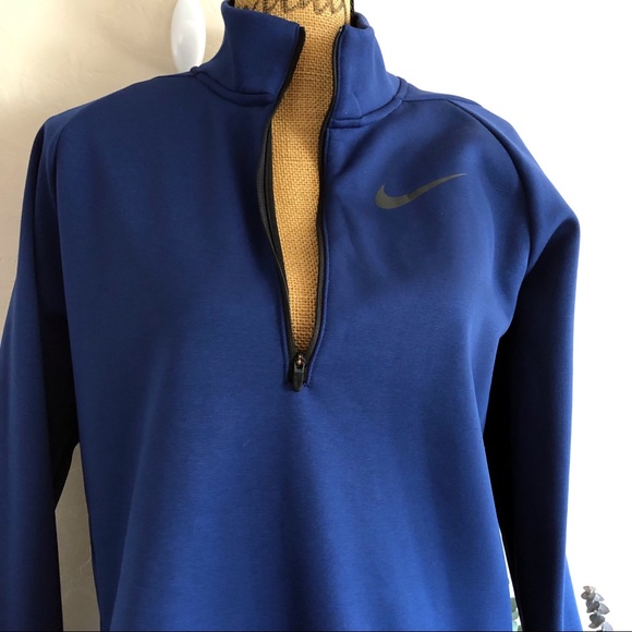 NIKE Dri-Fit Men’s Fleece Royal Blue Pullover quarter zip Sweater S - Picture 4 of 8